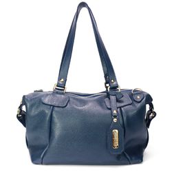 Bolsa Feminina Couro Legitimo Bowling Média Azul M... - Road Seven