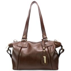 Bolsa Feminina Couro Legitimo Bowling Média Café -... - Road Seven