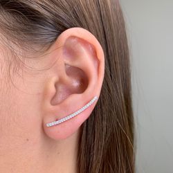 Brinco Ear Cuff com Zircônia Prata 925 - Roanne Jóias