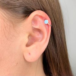 Piercing de Cartilagem Azul Fake Prata 925 - Roanne Jóias