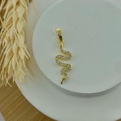 Pingente Cobra com Zircônia Banho Ouro 18k - Roanne Jóias