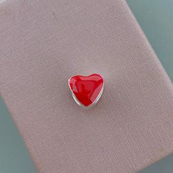 Berloque Coração com Resina Vermelha Prata 925 - Roanne Jóias