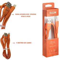 CABO CONECTOR USB 2.0 APPLE LIGHTNING LARANJA - Romata Ferramentas e Máquinas