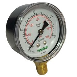 Manômetro Vertical Caixa Metálica 62mm Rosca 1/4 NPT - 0 a 300Psi x 20KGF - Romata Ferramentas e Máquinas