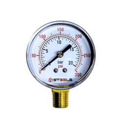 MANÔMETRO VERTICAL STEELS 20BAR/300PSI CAIXA PLASTICA 2
