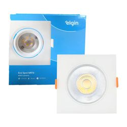 LUMINÁRIA LED DICRÓICA ELGIN EMBUTIR QUADRADA 5W 3000K MR16 89 X 89MM - Romata Ferramentas e Máquinas