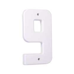 Numero 9 Branco, Plástico L10,5cm X A19,5cm X P2cm 1990 - Romata Ferramentas e Máquinas
