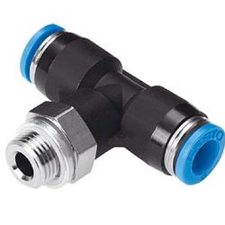 Conexão Pneumática de Engate Rápido Tee Central Macho Tubo 10 x 1/4 BSP PT10G02 - Romata Ferramentas e Máquinas