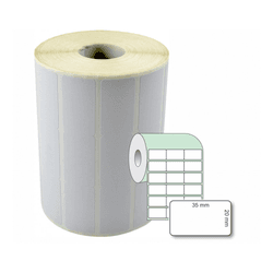 ETIQUETA ADESIVA COUCHE 35 X 20MM X 3 COL. X 36MT BRANCA - Romata Ferramentas e Máquinas