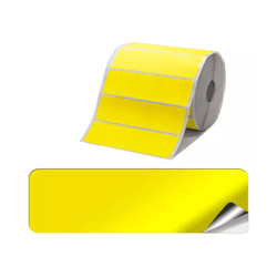 ETIQUETA ADESIVA COUCHE 100 X 35MM X 1 COL. AMARELO FLUORESCENTE - Romata Ferramentas e Máquinas