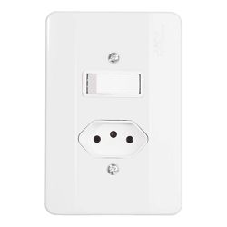 INTERRUPTOR 1 TECLA + TOMADA 20A COM ESPELHO BRANCO - Romata Ferramentas e Máquinas