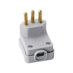 TOMADA DESMONTAVEL MACHO 2 POLOS + TERRA 20A 90G 250V - Romata Ferramentas e Máquinas