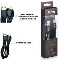 CABO CONECTOR USB 2.0 PARA TIPO C PRETO - Romata Ferramentas e Máquinas