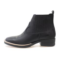 Bota Masculina Botina Texana Country Luxo Bico Quadrado em Couro Nobre Bordada no Bico ROTA79 cor Pr... - Rota 79