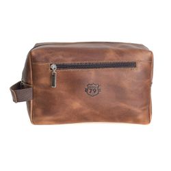  Nécessaire de Couro masculina Bolsa de mão MADRI ROTA79 cor Carvalho - Rota 79