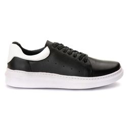 Sneaker Masculino Couro Legítimo Preto c/detalhe B... - ROTA SHOES