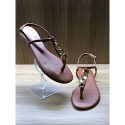 Sandália Rasteira Corrente Slim Marrom - 00077447 - RR CALÇADOS 