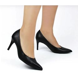 SAPATO SCARPIN COURO ATANADO PRETO - 00076791 - RR CALÇADOS 
