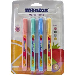 MARCA TEXTO MENTOS C/4 CORES P... - Guilan Papelaria e Utilidades
