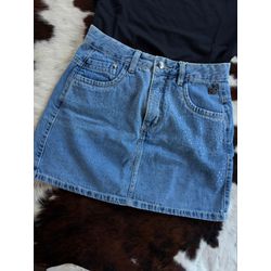 Saia Jeans com brilho - jeans médio - Rústic Country
