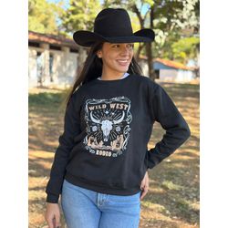 Moletom Wild West Rodeo - Preto - Long Horn - Rústic Country