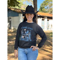 Moletom Femino Long Live Cowgirls - Preto - Cowgir... - Rústic Country
