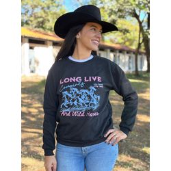 Moletom Feminino Long Live Cowgirls - Preto - Long... - Rústic Country