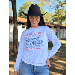 Moletom Feminino Long Live Cowgirls - Branco - Lon... - Rústic Country