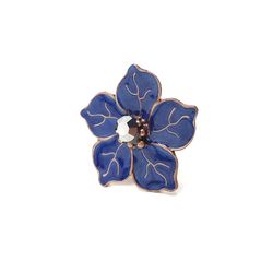 Anel de flor esmaltada em azul