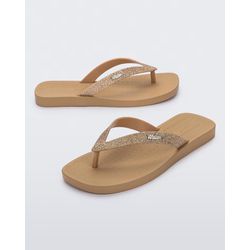 Melissa Flip Glitter Champanhe Solado Camel - #ser... - SANDALIARIA HOT BEACH