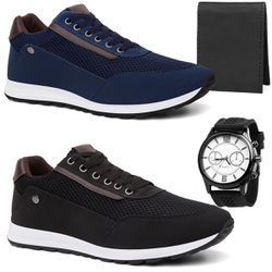 Kit 2 Tênis Causal Masculino - Relógio e Carteira ... - Montie