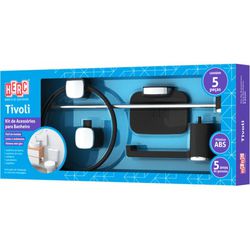 Kit Acessórios para Banheiro 5 Peças Tivoli Preto/cromado 50... - Santec