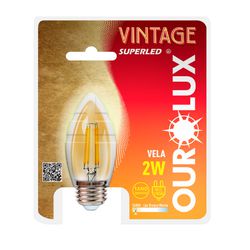 Lampada Led Vintage Vela 2W 2400K Ourolux 05300 - Santec