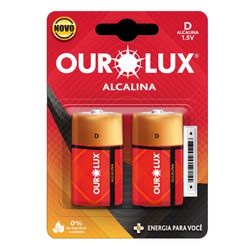 Pilha Alcalina Grande D Ourolux 2 peças 27345 - Santec