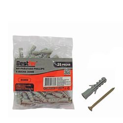 Parafuso com Bucha S-6 Pacote 25 Peças BFH0923 - Santec
