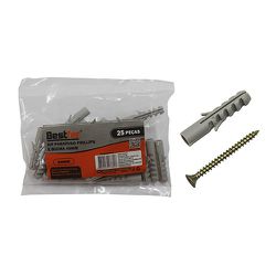 Parafuso com Bucha S-8 Pacote 25 Peças BFH0925 - Santec