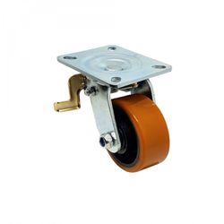 Rodizio Giratório Placa Freio 514 Laranja PU A08554-GFTI - Santec