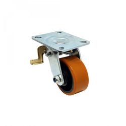 Rodizio Giratório Placa Freio 414 Laranja PU A08544-GFT - Santec