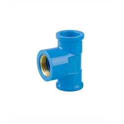 Te LR Azul Cola E Rosca Com Bucha Latão 25mm x 1/2 Plastubos - Santec
