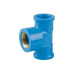Te LR Azul Cola E Rosca Com Bucha Latão 25mm x 3/4 Plastubos - Santec