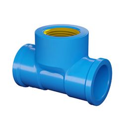 Te LR Azul Cola E Rosca Com Bucha Latão 20mm x 1/2 Fortlev - Santec
