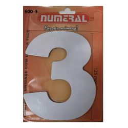 Número Residencial n°3 Branco 125mm com Adesivo ACM - Santec