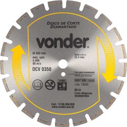 Disco Diamantado 350mm Asfalto Concreto 1268350050 Vonder - Santec