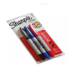 Caneta Marcador Permanente Sharpie Twin Ponta Dupla Kit C/3 - Santec