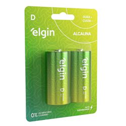 Pilha Alcalina Grande Tipo D com 2 peças Elgin - Santec