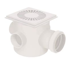Caixa Sifonada 150 x 150 x 50mm Grelha Quadrada Branca Corr ... - Santec