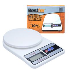 Balança Digital de Cozinha Branca 10 Kg BFH3038 Bestfer - Santec