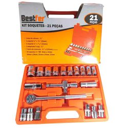 Jogo de Soquetes 1/2 pol com 21 Peças Bestfer BFH1881 - Santec