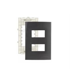 Placa 4 x 2 Grafite 2 Postos Separados Linha Sleek Margirius - Santec