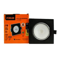 Spot Led de Embutir Quadrado Preto 7W Bivolt 6500K Foxlux 90... - Santec